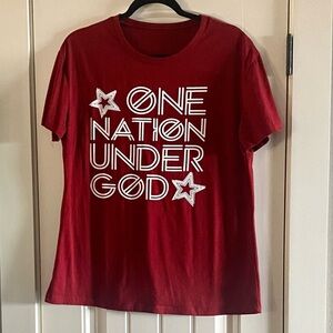 One Nation Under God T-Shirt, Crimson Red, Size L